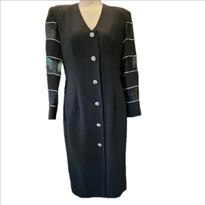 KAREN LAURENCE BY MATHEW Elegant Black Dress with Button Detailing